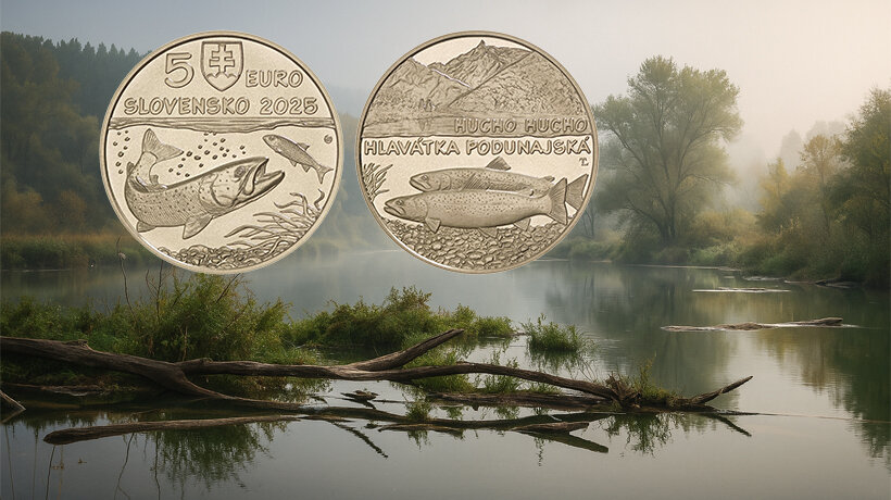 New 5 euro coin - Danube Salmon, Fauna and Flora in Slovakia