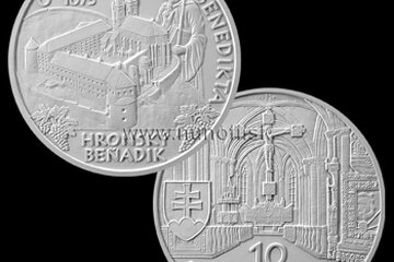 Silver Slovak 10 euro coin themed Benedictine Abbey in Hronský Beňadik