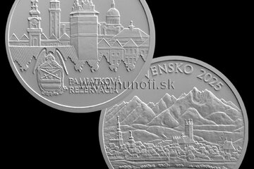 Silver Slovak 20 euro coin with the theme Kežmarok Heritage Reserve