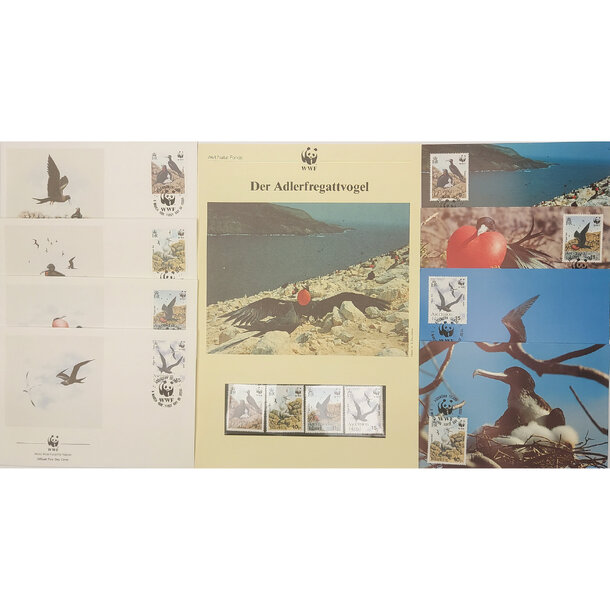 Lot fdc ascension 1990 - fregaty bieloboké - Lot 4 ks FDC a známky Ascension 1990 - Fregaty bieloboké