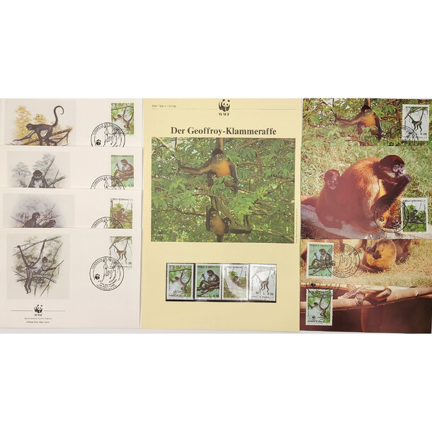 Lot fdc honduras 1990 - malpy hnedé - Lot 4 ks FDC a známky Honduras 1990 - Malpy hnedé