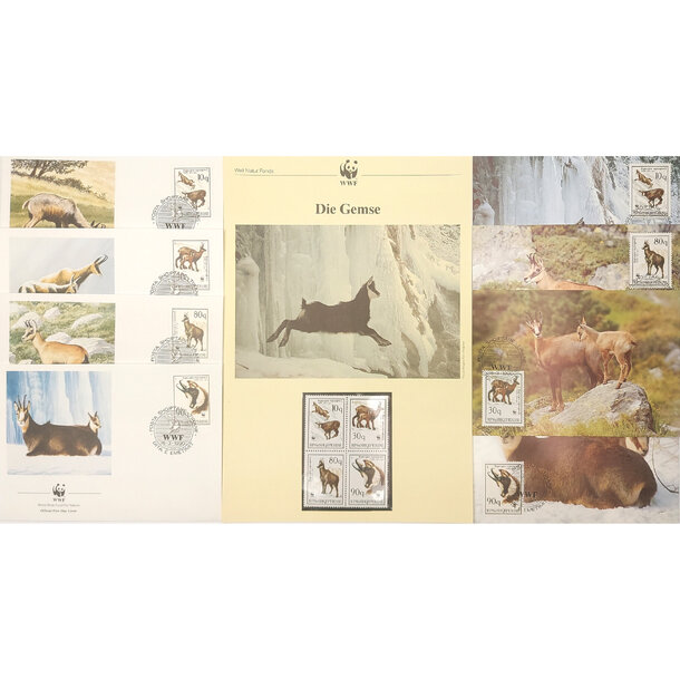 Lot fdc albánsko 1990 - kamzíky - Lot 4 ks FDC a známky Albánsko 1990 - Kamzíky