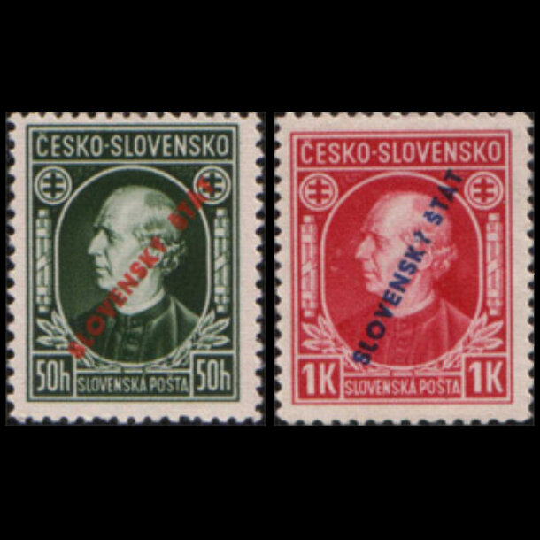 Séria známok slovensko 1939 - 50 h + 1 ks a. hlinka - znamky-1939-24-25