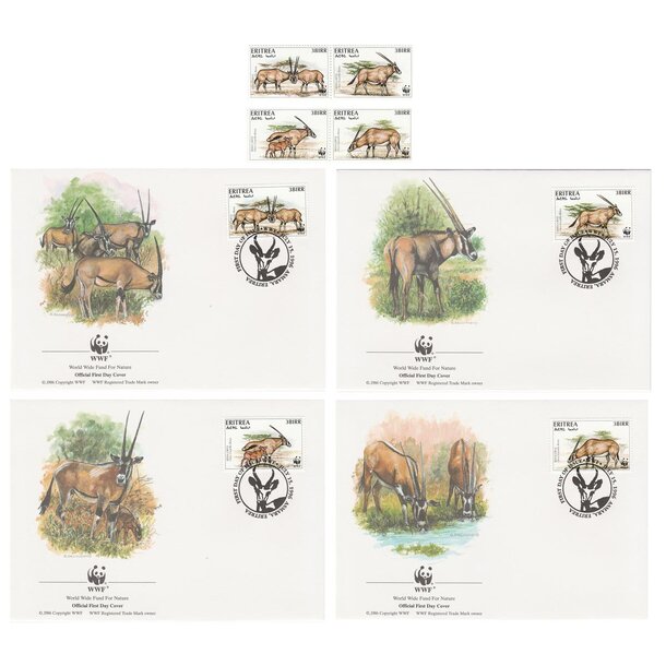 Lot fdc eritrea 1996 - antilopy - set-fdc-eritrea-1996-1
