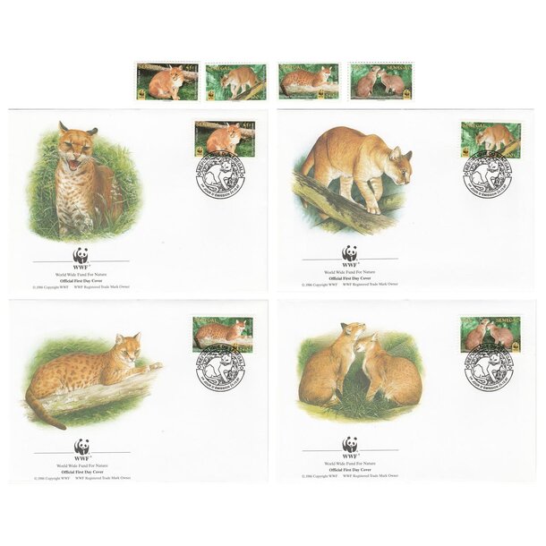 Lot fdc senegal 1997 - mačka zlatá - set-fdc-senegal-1997-1
