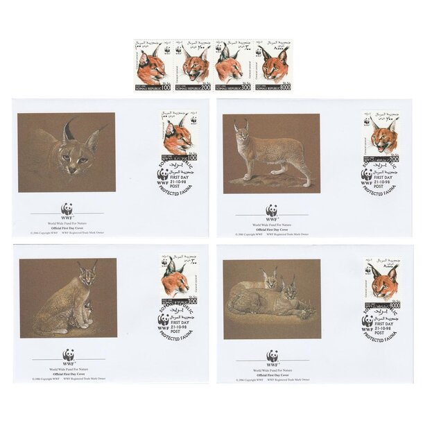 Lot fdc somálsko 1998 - karakal - set-fdc-somalsko-1998-1