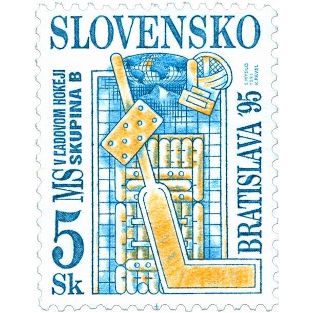 Známka slovensko 1995 - ms v ľadovom hokeji - známka-1995-ms-hokej