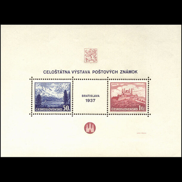Hárček československo 1937 - výstava známok bratislava - harcek-1937-BL1
