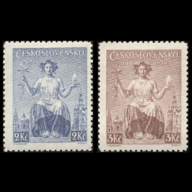 Séria známok československo 1938 - výročie čs. známek - znamky-1938-404-5