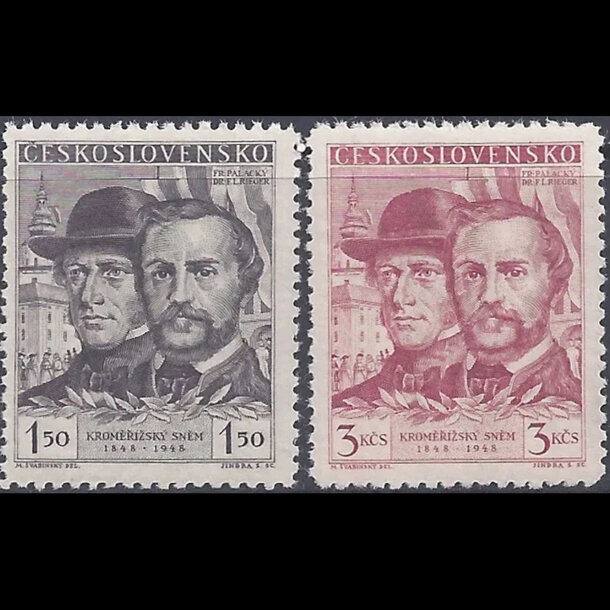 Séria známok československo 1948 - kroměřížsky snem - znamky-1948-544-45