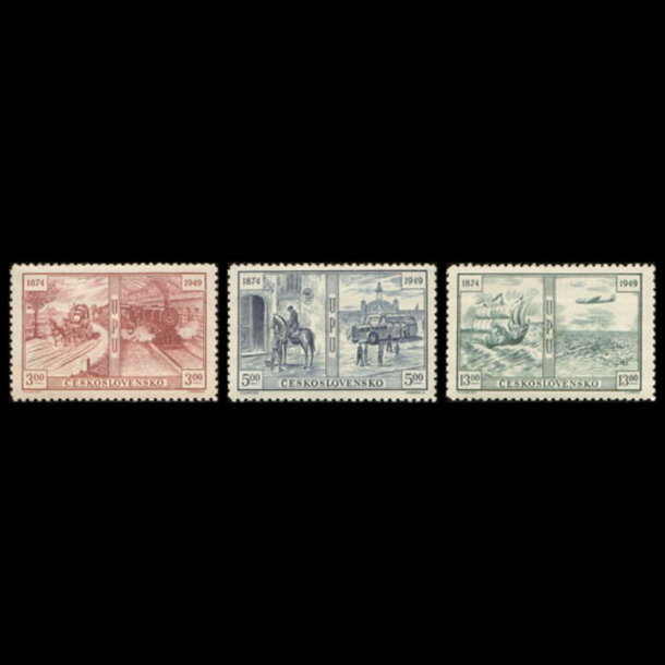 Séria známok československo 1949 - svetová poštová únia - znamky-1949-572-74