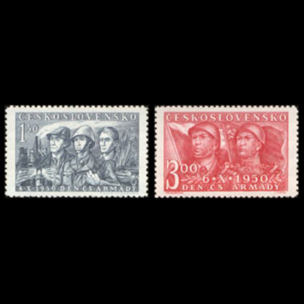 Séria známok československo 1950 - deň čs. armády - znamky-1950-626-27