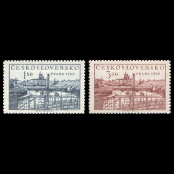 Séria známok československo 1950 - výstava praha 1950 - znamky-1950-638-39