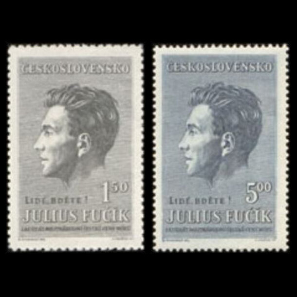 Séria známok československo 1951 - julius fučík - znamky-1951-645-46