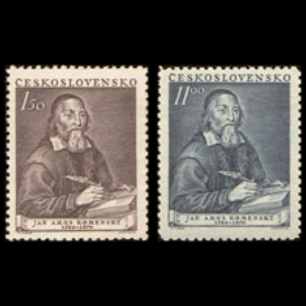 Séria známok československo 1952 - jan ámos komenský - znamky-1952-717-18