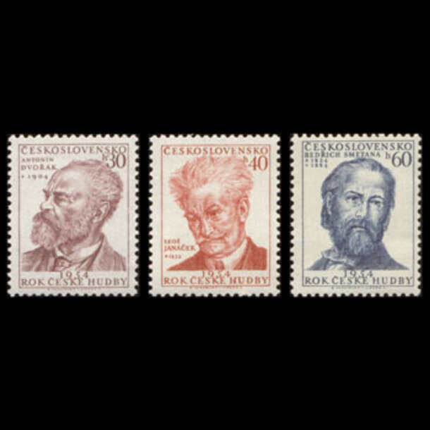 Séria známok československo 1954 - rok českej hudby - znamky-1953-864-66