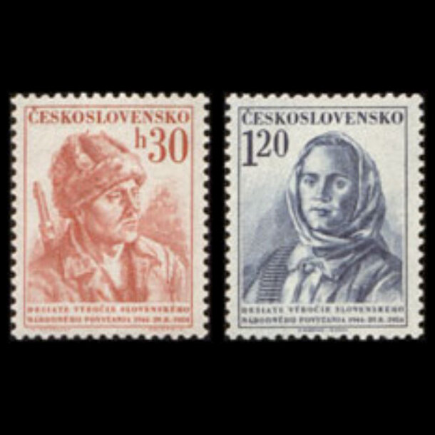 Séria známok československo 1954 - snp - znamky-1953-869-70