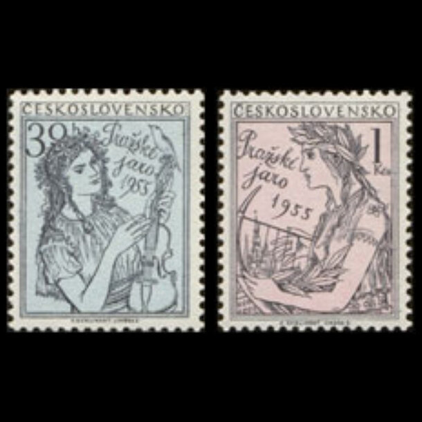 Séria známok československo 1955 - pražská jar - znamky-1953-908-09