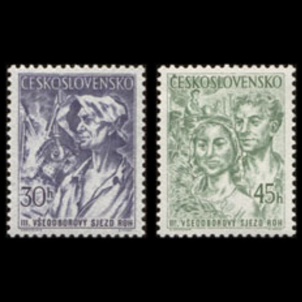 Séria známok československo 1955 - zjazd roh - znamky-1953-906-07