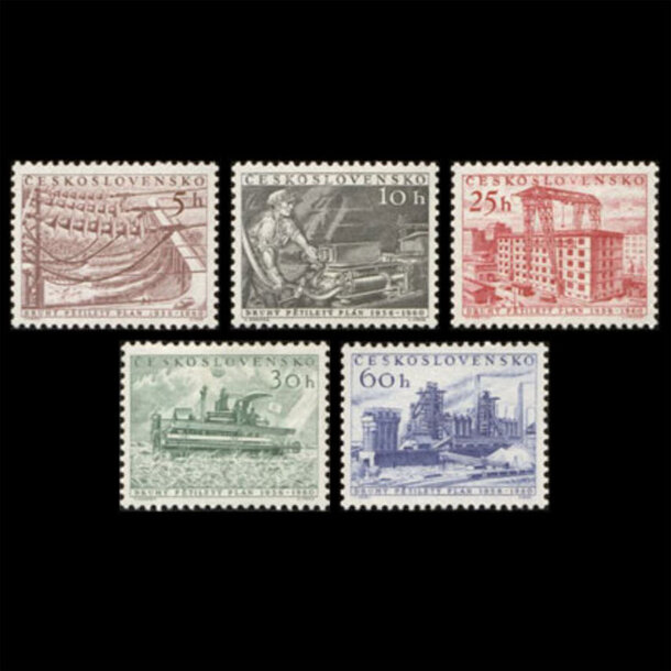 Séria známok československo 1956 - päťročný plán - znamky-1956-949-53