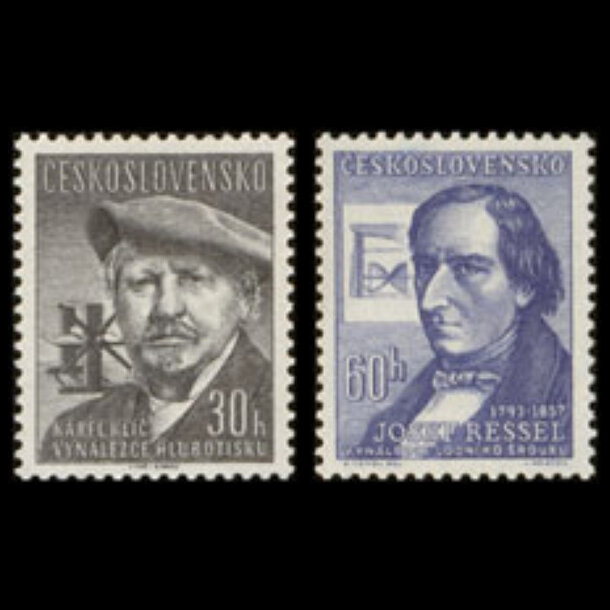 Séria známok československo 1957 - vynálezcovia - znamky-1957-1032-33