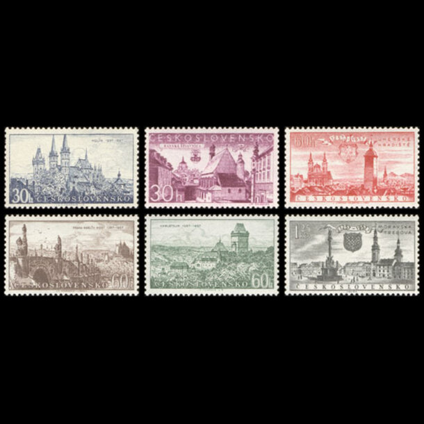 Séria známok československo 1957 - výročia miest - znamky-1956-1002-07