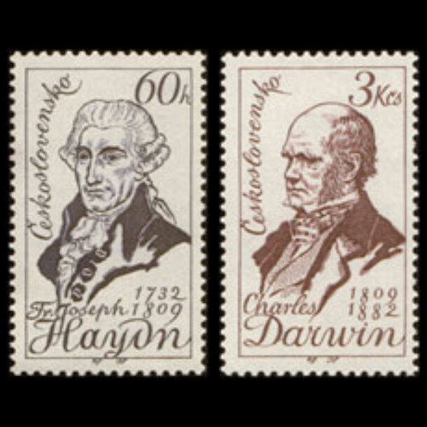 Séria známok československo 1959 - f.haydn a ch.darwin - znamky-1959-1161-62