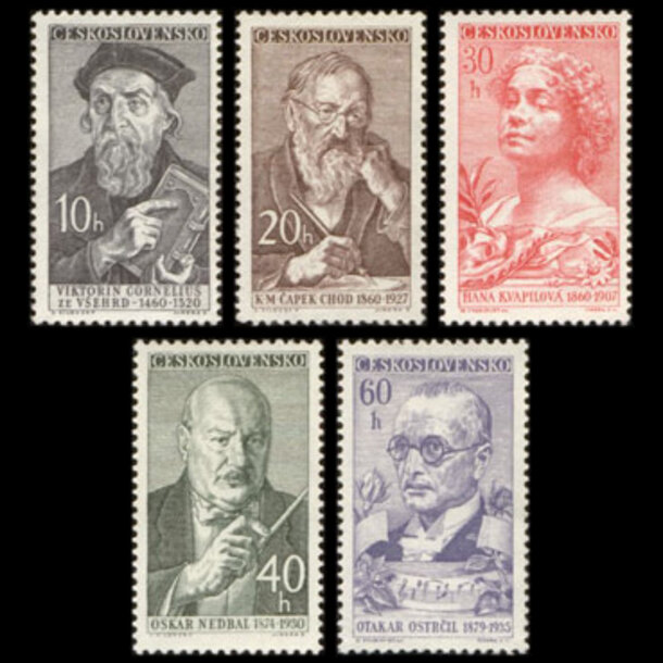 Séria známok československo 1960 - kultúrne osobnosti - znamky-1960-1216-20