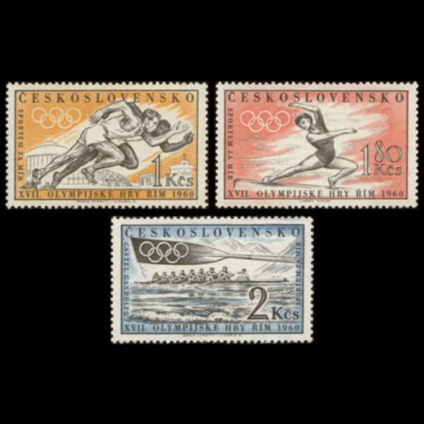 Séria známok československo 1960 - olympijské hry rím - znamky-1960-1206-08
