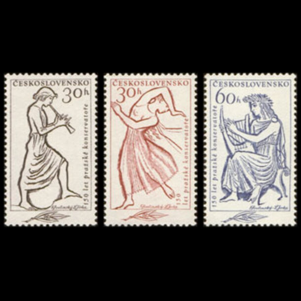 Séria známok československo 1961 - pražské konzervatórium - znamky-1961-1265-67