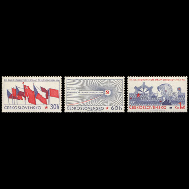 Séria známok československo 1966 - zjazd ksč - znamky-1966-1626-28