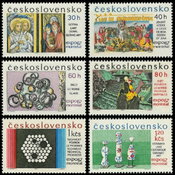 Séria známok československo 1967 - expo 67 montreal - znamky-1967-1694-99