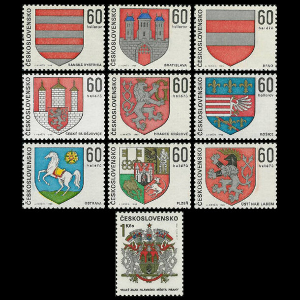 Séria známok československo 1968 - erby čs. miest - znamky-1968-1819-28