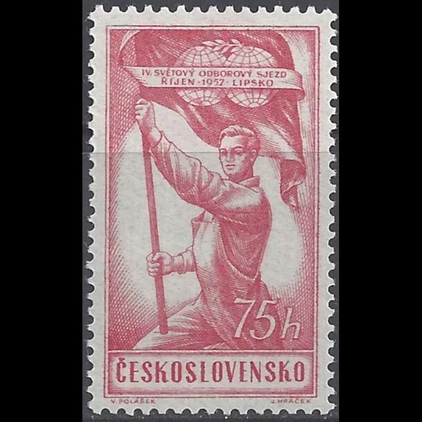 Známka československo 1957 - odborový zjazd - znamky-1957-1041
