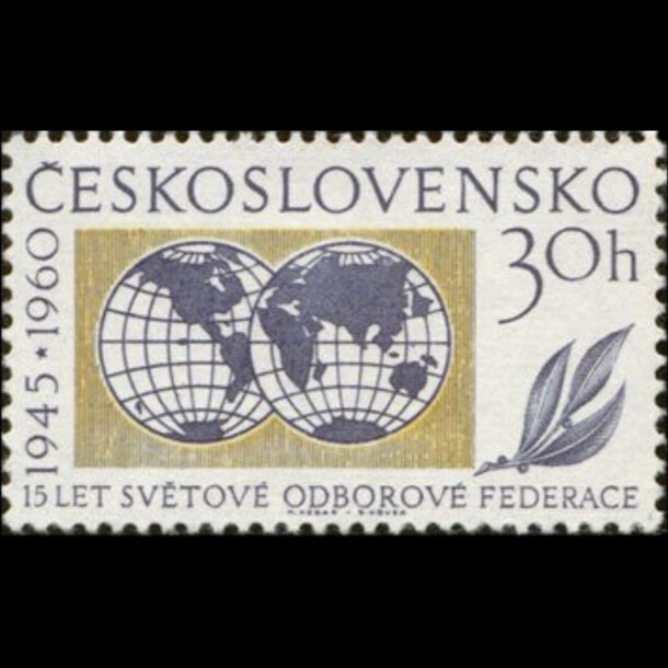 Známka československo 1960 - svetová odborová organizácia - znamky-1960-1225