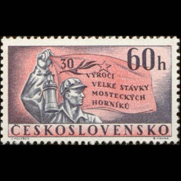 Známka československo 1962 - mostecký štrajk - znamky-1962-1328