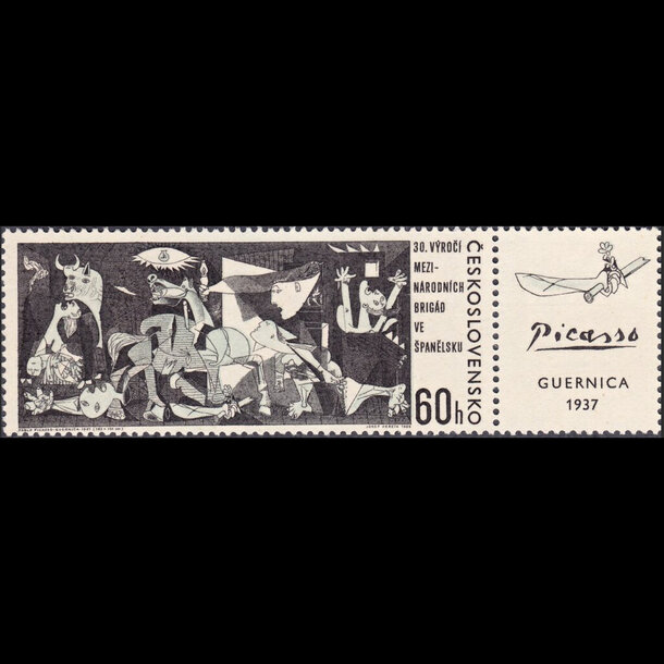 Známka československo 1966 - p. picasso - guernica (kupón) - znamky-1966-1637zf