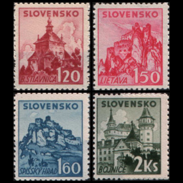 Séria známok slovensko 1941 - hrady a zámky - znamky-1941-81-84