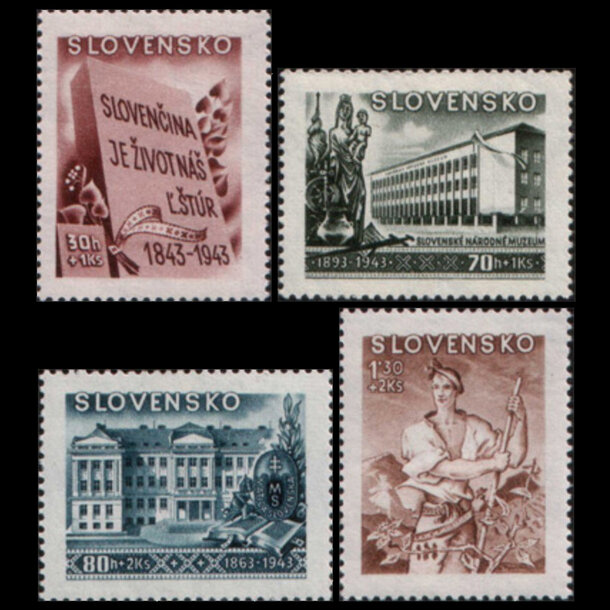 Séria známok slovensko 1943 - kultúrne - znamky-1943-128-31