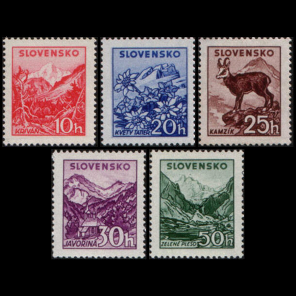 Séria známok slovensko 1944 - tatranské (veľký formát) - znamky-1944-142-46