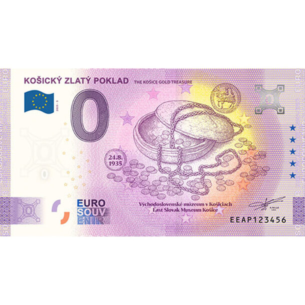 0 euro souvenir slovensko 2025 - košický zlatý poklad - 0-euro-souvenir-kosicky-zlaty-poklad-2025