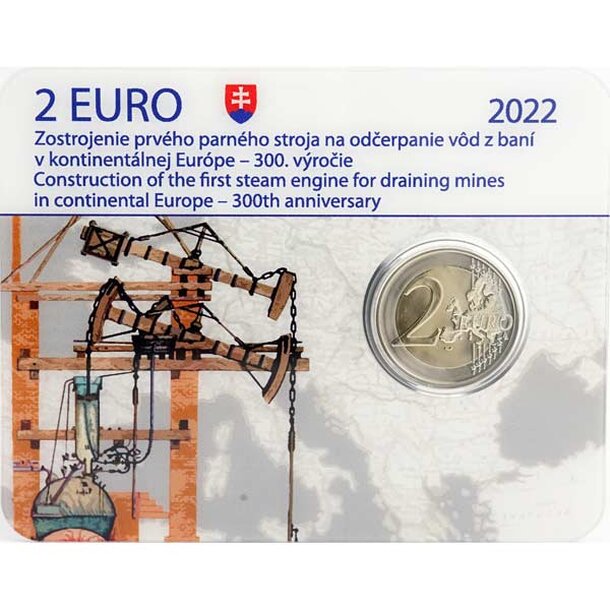 2 € slovensko 2022 - parný stroj - coincard - 2-euro-parny-stroj-coincard