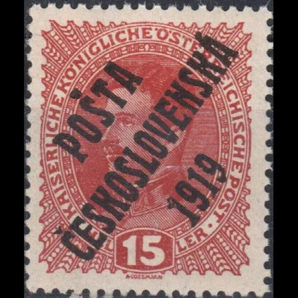 Známka československo 1919 - 15 h cisár karol i. - pretlač 1919 - znamky-1919-63