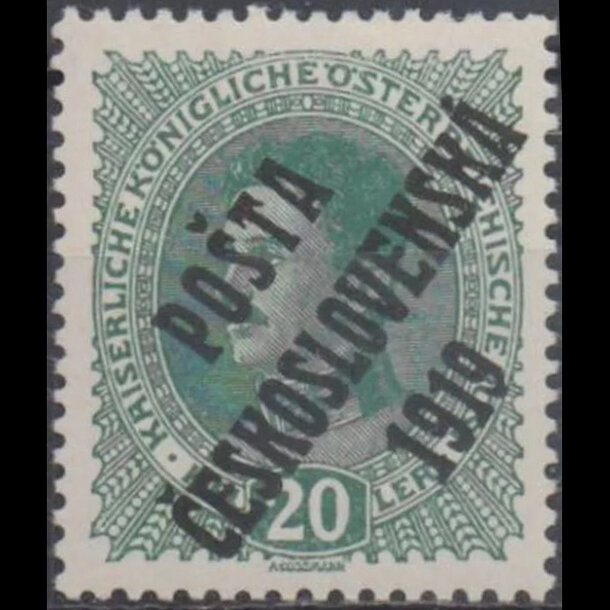 Známka československo 1919 - 20 h cisár karol i. - pretlač 1919 - znamky-1919-64