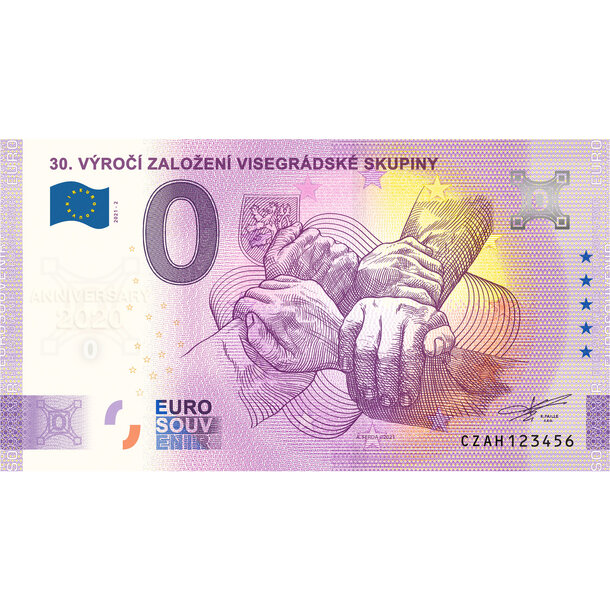 0 euro souvenir česko 2021 - 30.výročí založení v4 - anniversary - AH2_0-euro-souvenir-visehrad-a-hr-ANNIVERSARY