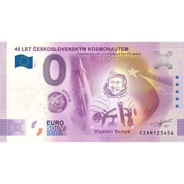 0 euro souvenir česko 2021 - 45 let československým kozmonautem - anniversary - AR1_0-euro-souvenir-kozmonauti-remek-a-hr-ANNIVERSARY