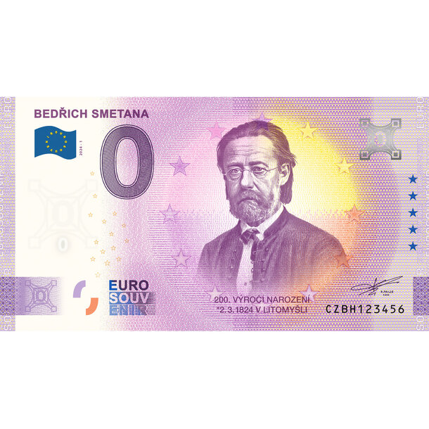 0 euro souvenir česko 2024 -  bedřich smetana - BH_0-euro-souvenir-SMETANA-a-hr