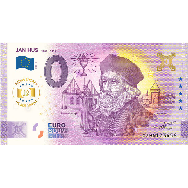 0 euro souvenir česko 2025 - jan hus - 0-euro-souvenir-hus-a-hr-an