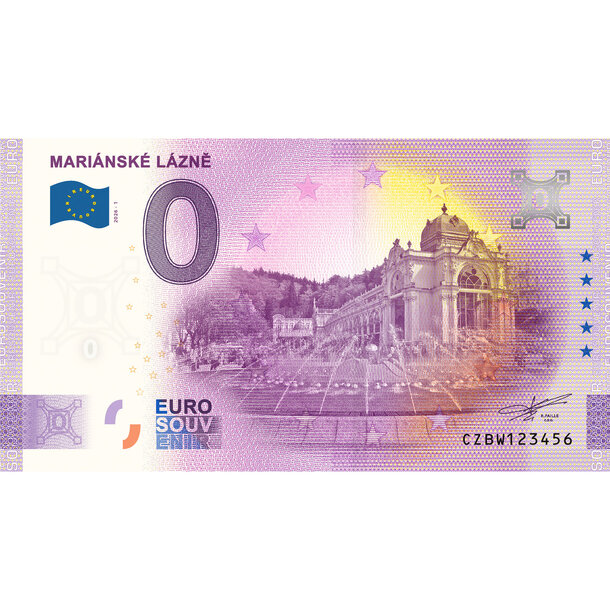 0 euro souvenir česko 2026 - mariánské lázně - BW1_0-euro-souvenir-cz-marianske-lazne-a-hr