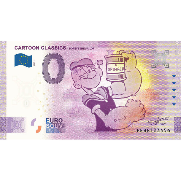 0 euro souvenir malta 2024 - popeye the sailor - 0-euro-souvenir-cartoon-classic-popeye-malta-2024-3